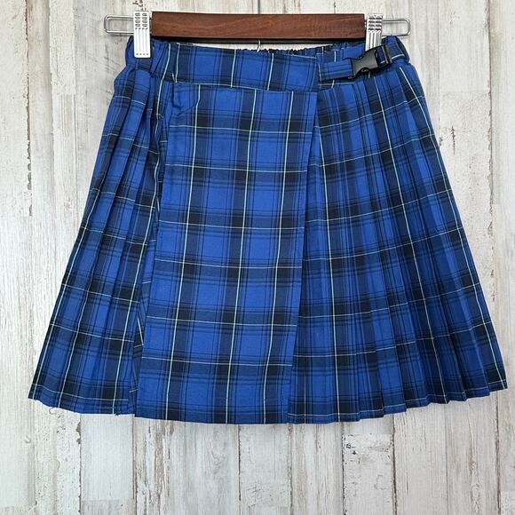 Wild Fable Plaid Pleated Mini Skirt XS Blue Black Preppy Schoolgirl Academia Y2K - Picture 1 of 7